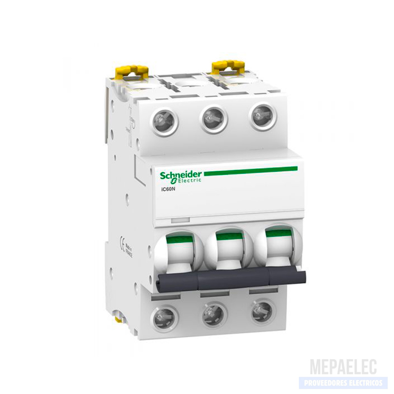 INTERRUPTOR TERMOMAGNETICO ACTI 9 IC60N 3 X 32 AMP 20KA 220V A9F74332 SCHNEIDER ELECTRIC