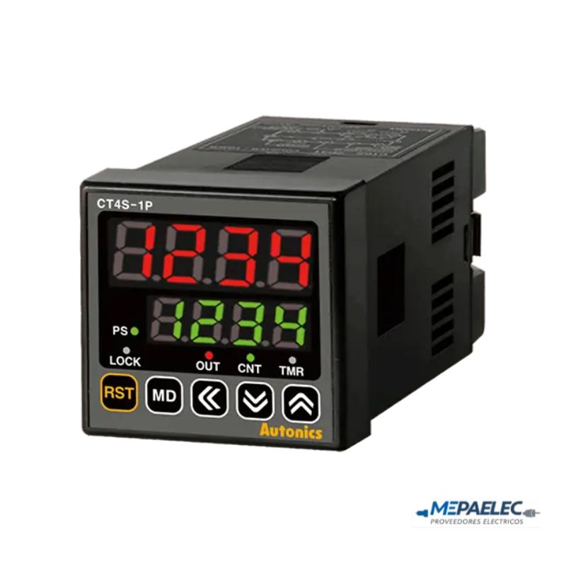 CT4S-1P4 Contador/Temporizador Digital 4 digitos, 100-240VCA, 48x48x90mm