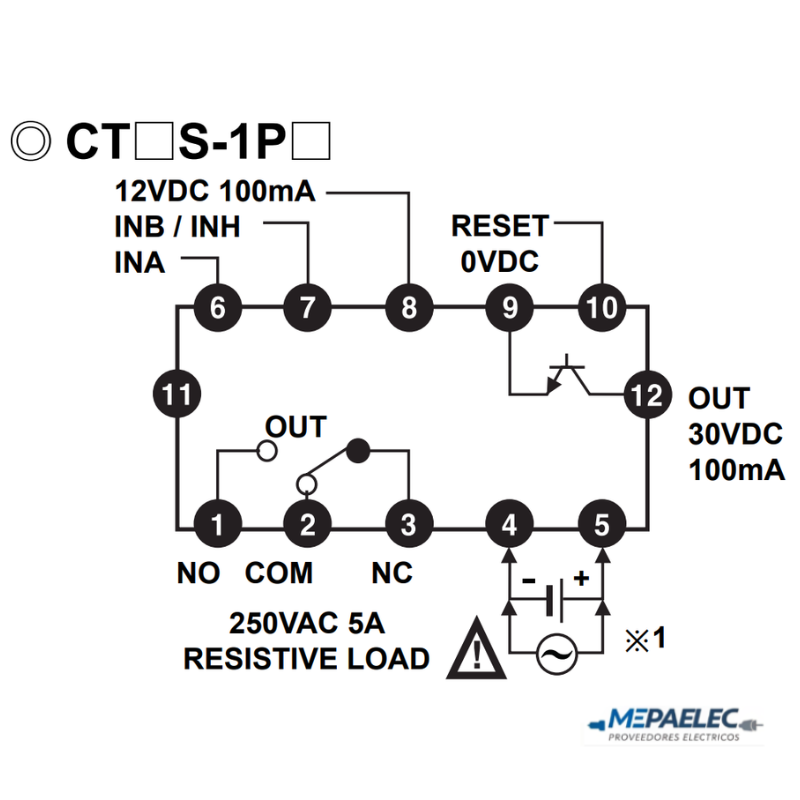 CT4S-1P4 Contador/Temporizador Digital 4 digitos, 100-240VCA, 48x48x90mm - Imagen 3