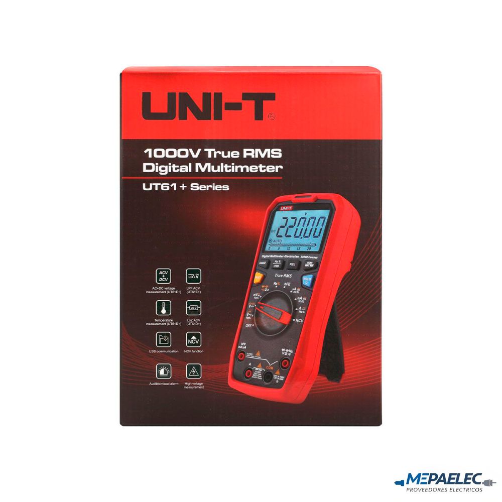 MULTIMETRO DIGITAL UT-61D+ UNI-T C/TEMPERATURA TRUE RMS 1000VAC/DC, 20A - Imagen 4