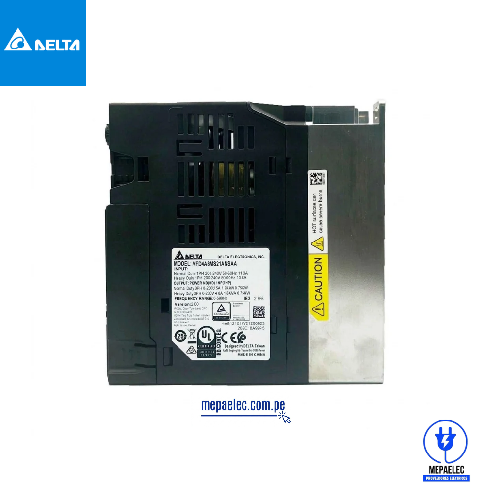 VARIADOR DE VELOCIDAD DELTA MS300 DE 1HP-0.75KW, 4.8A, 200-240VAC ENTRADA MONOFASICO - VFD4A8MS21ANSAA - Imagen 2